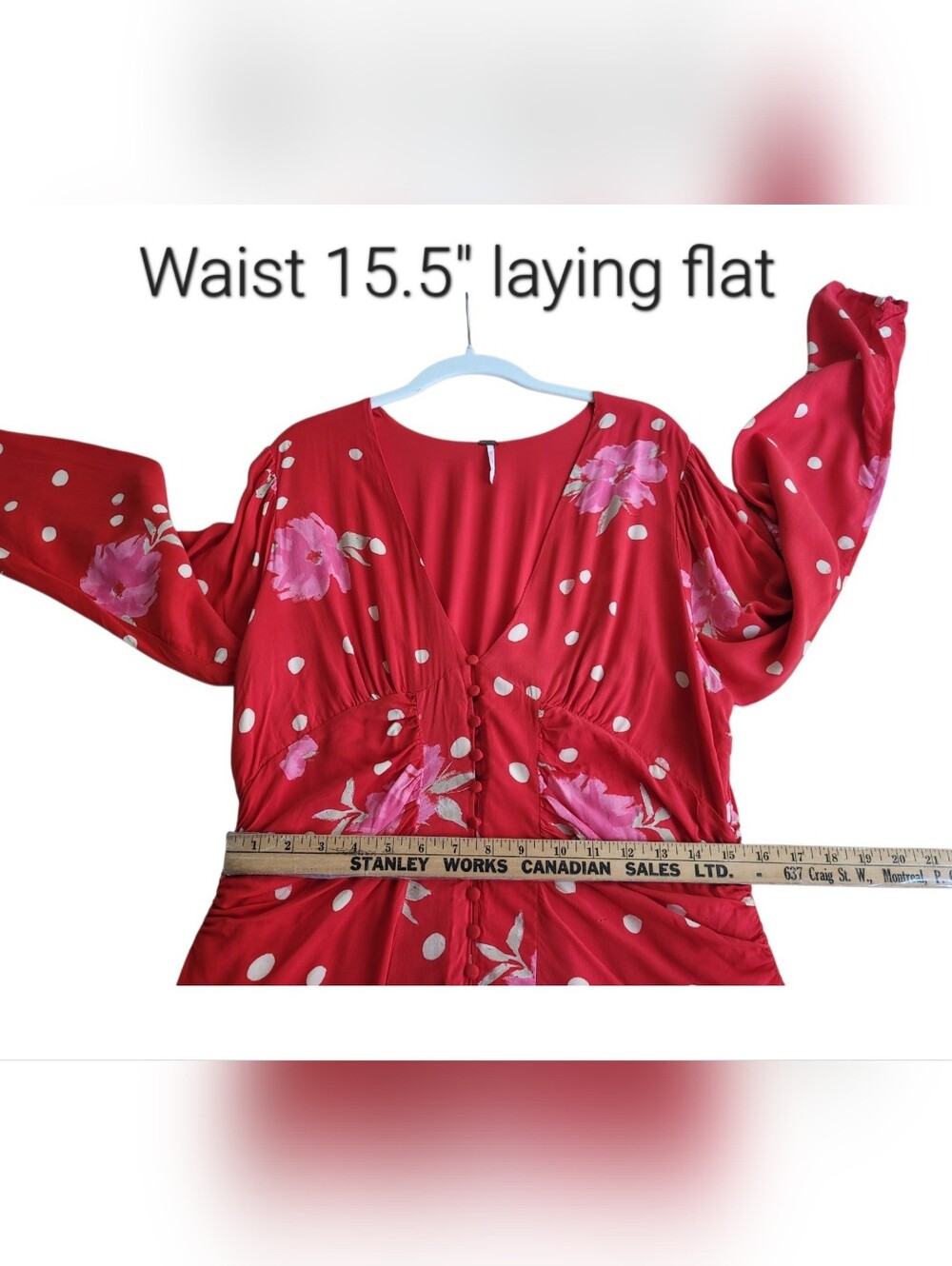 Free People Red Floral Polka Dot Mini Dress - Picture 10 of 15